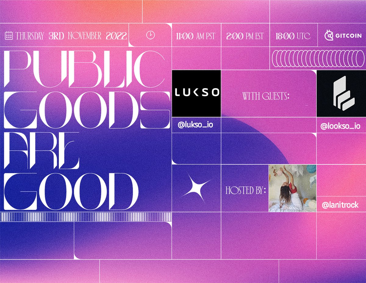 This week <a href="/lanitrock/">lani</a> will chat with <a href="/lukso_io/">LUKSO</a> &amp; their 1st place hackathon winner <a href="/lookso_io/">LOOKSO</a> 🥇 on a retro of the joys and challenges of organizing and participating in a hackathon. 

📆 Thursday 11/3
⏰ 11am PST/2pm EST

Click this link to set a reminder:
x.com/i/spaces/1ZkJz…