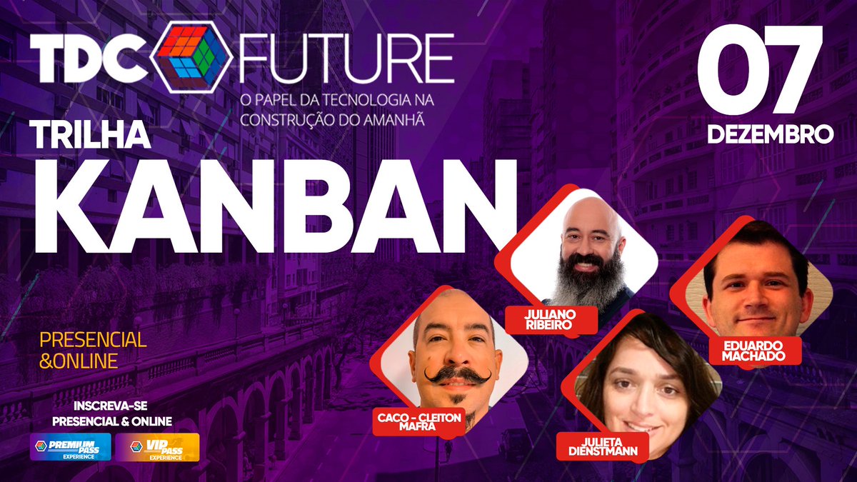 🚀 TDC FUTURE 🚀

O sonho de toda demanda é ser entregue!
Conheça os coordenadores da 🟣Trilha KANBAN🟣
<a href="/JulianoRibeiro/">Juliano Ribeiro</a> 
<a href="/eduardobobsin/">Eduardo Bobsin</a> 
<a href="/cacoEXP/">Caco Mafra</a> 
Julieta Scheidt Dienstmann

Saiba mais e inscreva-se:
bit.ly/3UcJEnc