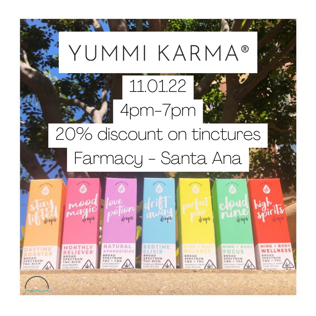 Happy Tuesday #OrangeCounty 💚 Swing by our #SantaAna location from 4-7pm to save 💰️ on <a href="/YummiKarma/">Yummi Karma™</a> tinctures! #Cannabis #Dispensary #Tinctures #Deals #PAD #YummiKarma
