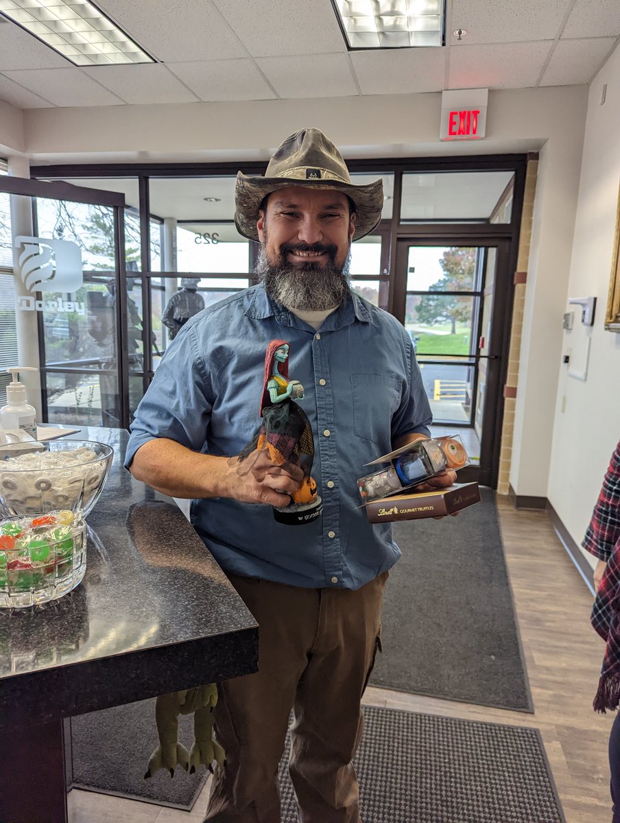 Final Halloween Post of the Year!  Chad Webb, our amazing Warehouse Associate, won the Itasca office Halloween contest by popular vote! He appealed to the masses with his #JurassicPark costume.  #halloween #teamdarley
