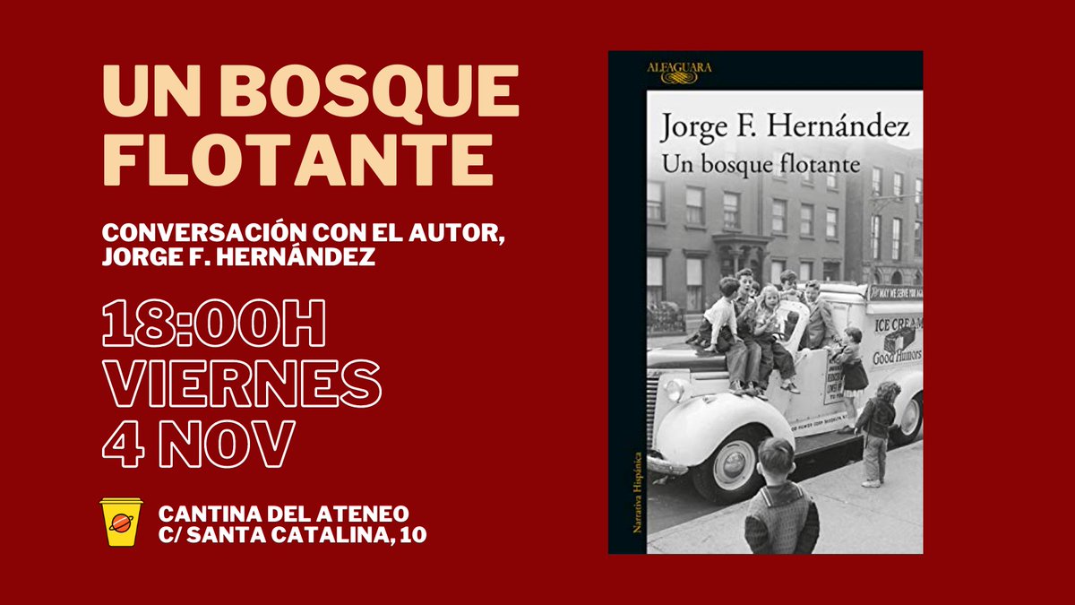elcafeuniversal's tweet photo. 🔴 Este viernes en el @ateneodemadrid (18.00 h.) hablaremos con @FJorgeFHdz 🇲🇽

📚El autor mexicano conversará con @ona_capel sobre el papel de la memoria y el olvido en la literatura, a través del bosque de sus recuerdos de infancia.

🤝Con la colaboración de @Pergamo_Lib https://t.co/IcY6UEGTTw