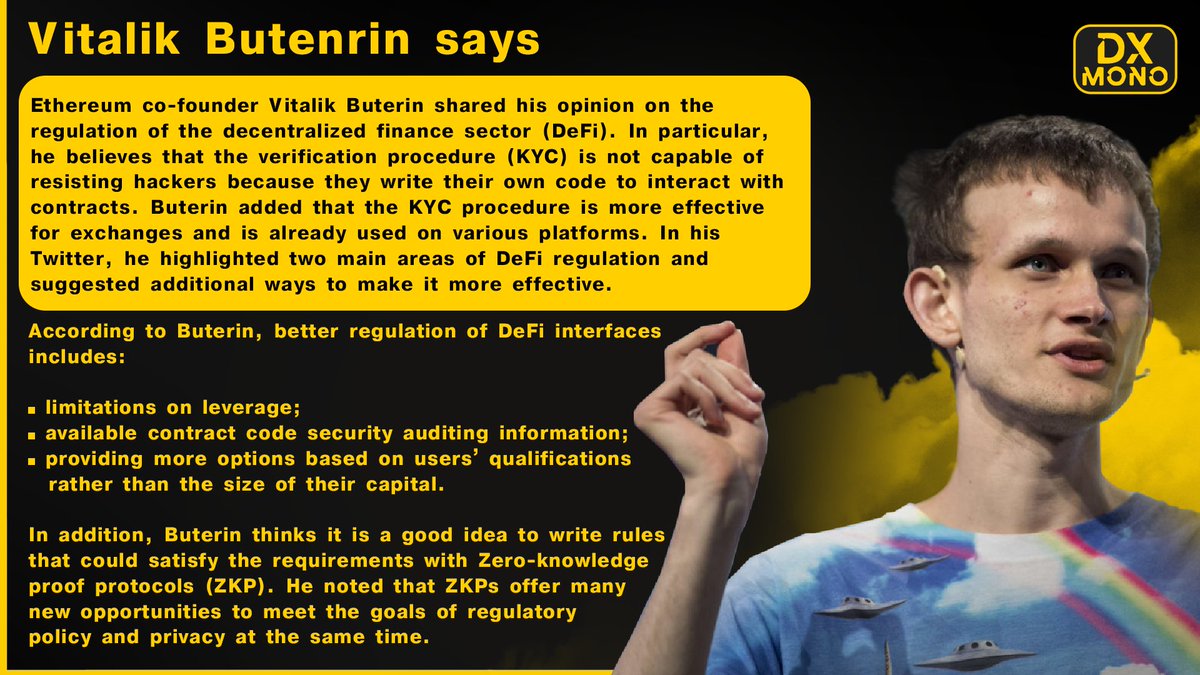 Vitalik Buterin (<a href="/VitalikButerin/">vitalik.eth</a>) named an effective way to regulate the DeFi sector 🗣

#Buterin #VitalikButerin #DeFi #DeFiChain #MonoDX