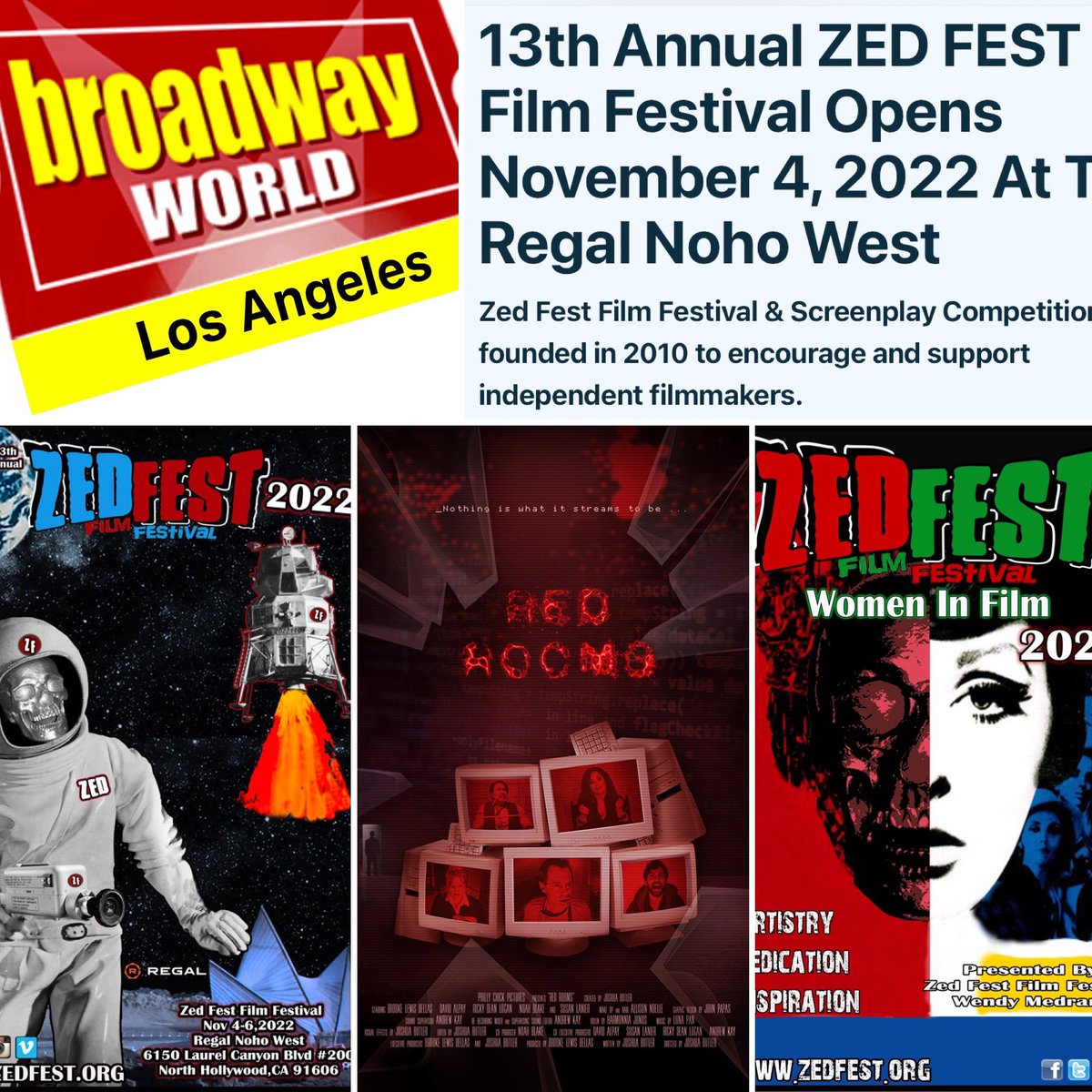 BrookeLewisLA's tweet photo. .@BroadwayWorld @BroadwayWorldLA @Zedfestfilmfest #ZedFest #Grateful to screen #RedRooms #WebSeries Ep.3 in the #WomenInFilm block with our talented actress @SusanLanier_ representing us & #womenpower with the wonderful @lavenderwm 🙏🎥❤️ Fri, Nov 4, 2022 6:45 PM Proud #Producer https://t.co/PtdirxqJ1z
