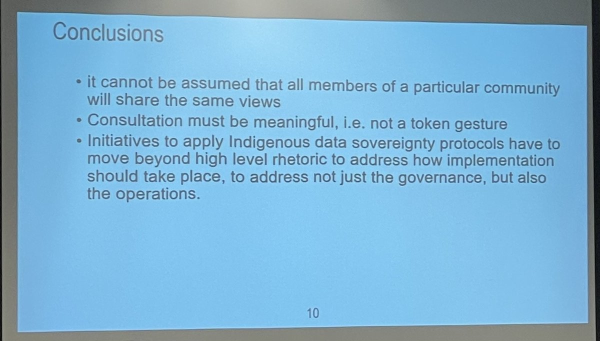 CameronMPierson's tweet photo. Gillian Oliver discusses Indigenous #data sovereignty & the Māori people in #Aotearoa New Zealand. Study findings emphasise the authority of the Māori people. Consultation must be meaningful, carefully done, Mana to be respected & preserved. #ASIST22 @WgtnBusGov @InfoStudiesWgtn https://t.co/gCB5Gr1qcK