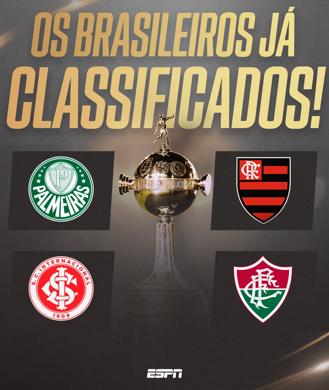 Sportscenter Brasil Quatro Vagas Brasileiras Ja Estao Preenchidas Para A Libertadores 23 O Fluminense Garantiu A Classificacao Apos A Vitoria De Ontem E Se Juntou A Flamengo Palmeiras E Internacional