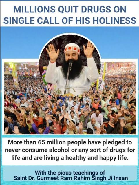 Alcohol and tobacco is dangerous for our physical and mental health. It's reduced working power of brain and create many diseases. Saint Gurmeet Ram Rahim Ji inspires to millions of people to shun away these drugs by practicing the method of meditation.
#UniteToEndDrugs