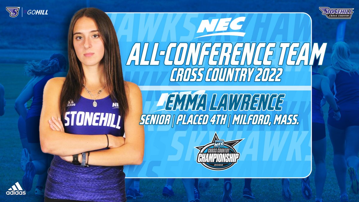 GoStonehill's tweet photo. This weekend, Women's Cross Country had a BIG weekend at the NEC Championships, placing second through a tie-breaker with CCSU, and had FOUR Skyhawks make the All-Conference Team!🏆
#NECPride #GoHill https://t.co/R6ROo2tXpB