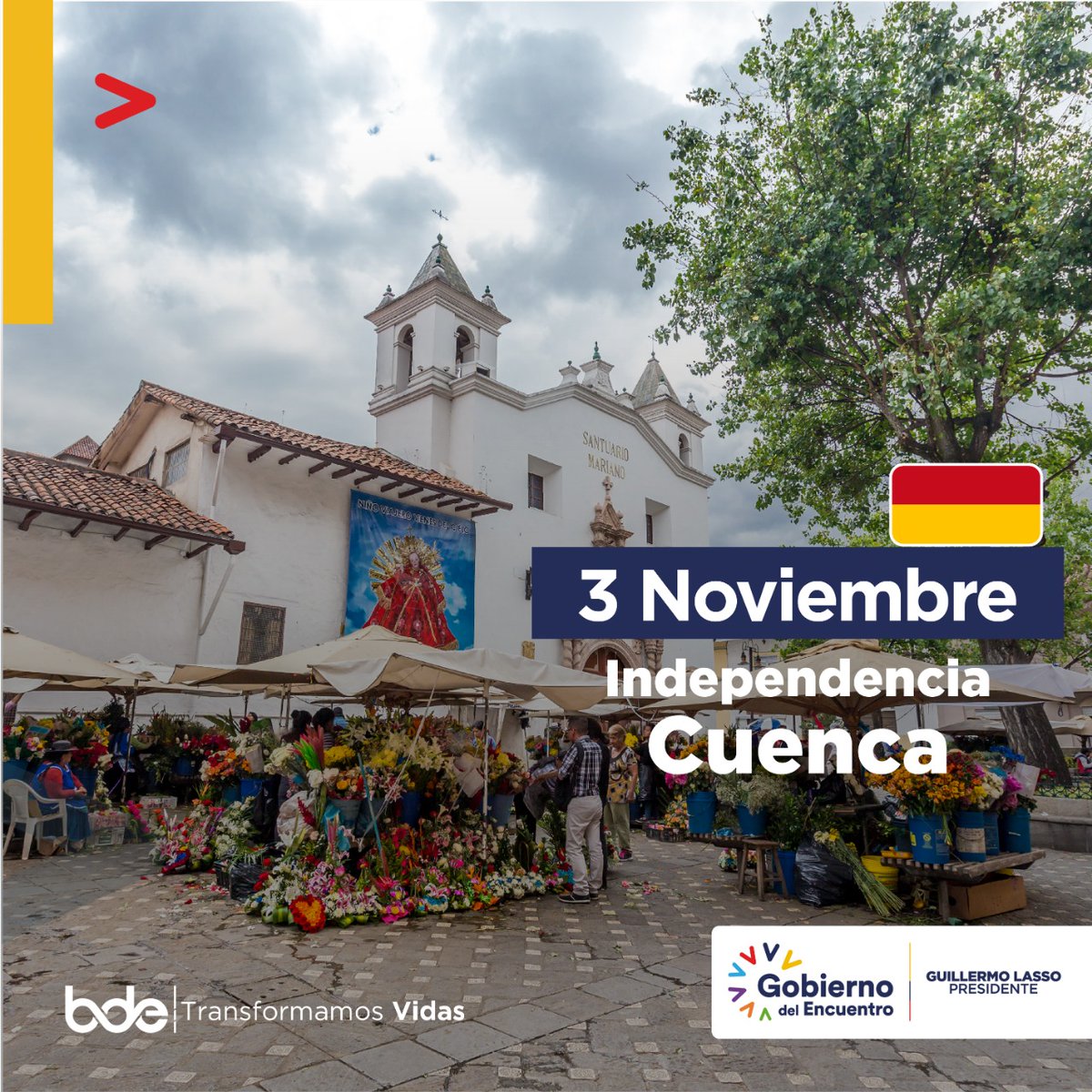 BDEcuadorBP's tweet photo. ¡Felicitaciones Atenas de Ecuador! 🎊
En conmemoración a sus 202 años de cantonización saludamos afectuosamente a Santa Ana de los Ríos de Cuenca y a toda su querida población.

@MunicipioCuenca https://t.co/U03mqdPfu2
