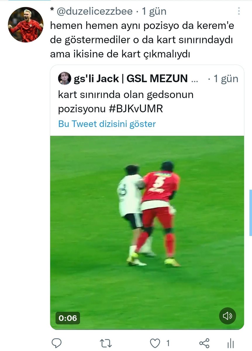 @Matt1903BJK @erolkutuk @Metecann @TFF_Org ben zaten kerem'e de kart çıkması gerektiğini söylemiştim, delle ali için de söyledim cenk için de söyledim ama yukarıdaki kişi olayı tek taraflı yorumladığı için gedson'un pozisyonunu paylaştım.