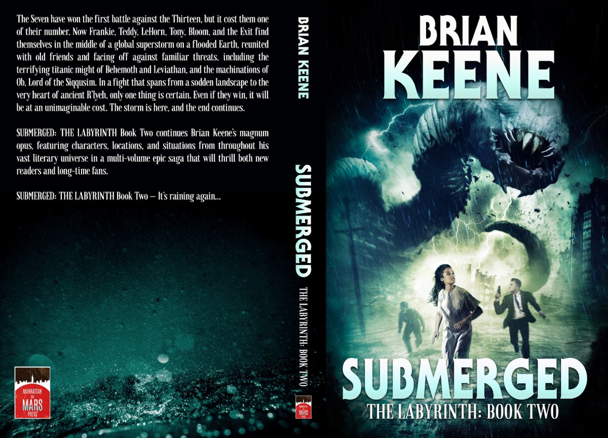 BrianKeene's tweet image. I'm grinned like a kid when I saw the Manhattan On Mars Press logo on the spine and back cover. First of many more to come! (And thanks again to @ELemonDesign for designing it).