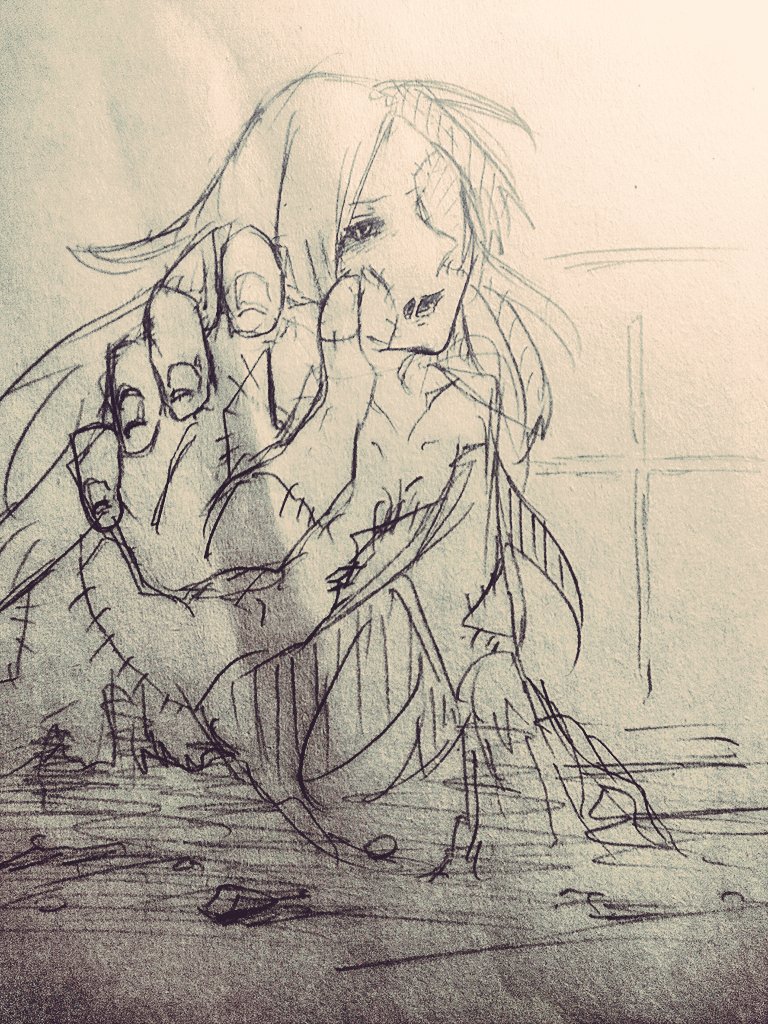 夜だから今日学校で描いてたハロウィンしぐまちゃんと短髪しぐまちゃん載せとくね(⚠衣装捏造) 