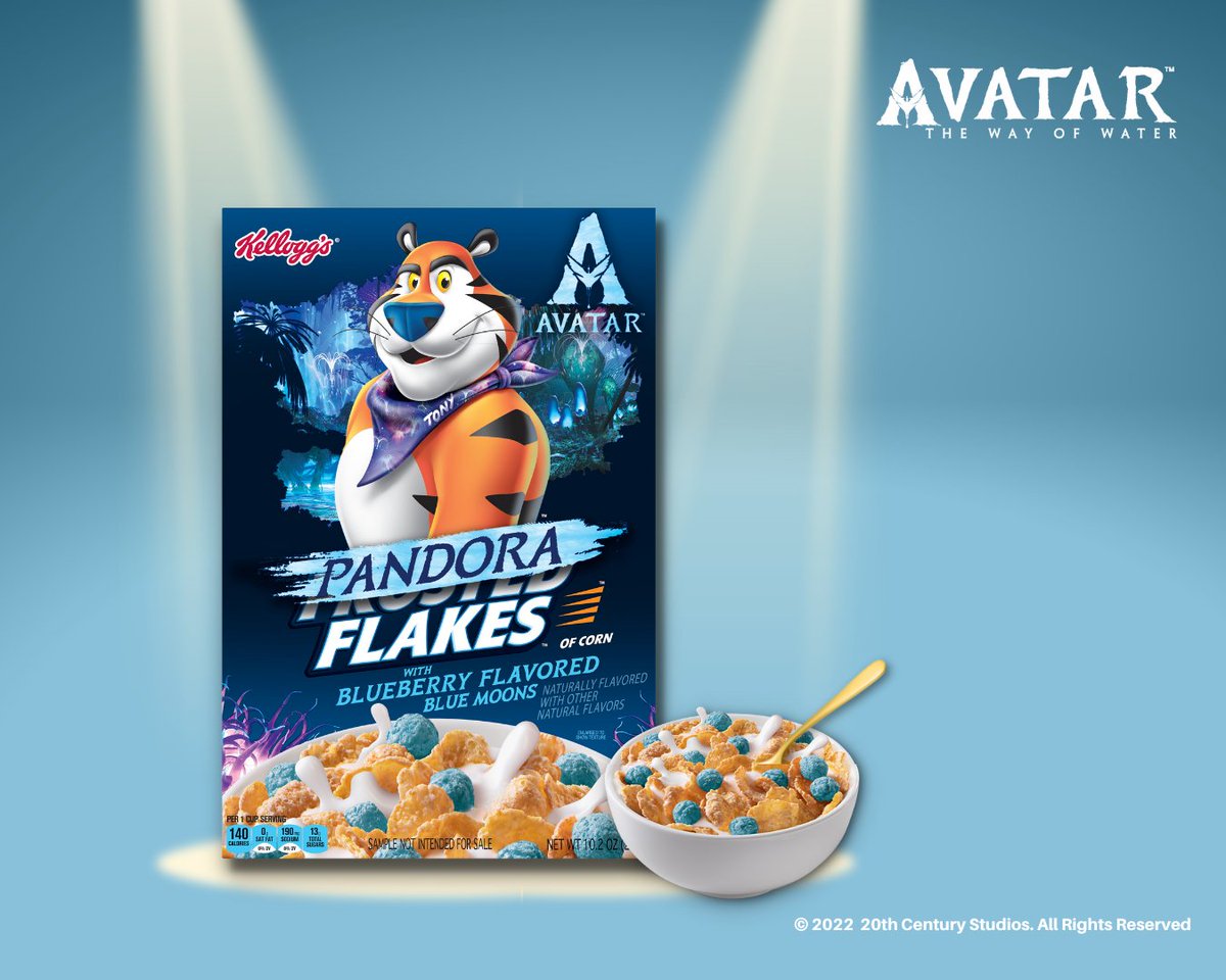 Embark on an epic cereal adventure with our limited-edition Pandora Flakes with blueberry flavored blue moons, now available at select Target locations. 
.
Dive into Avatar: The Way of Water, only in theaters December 16th.