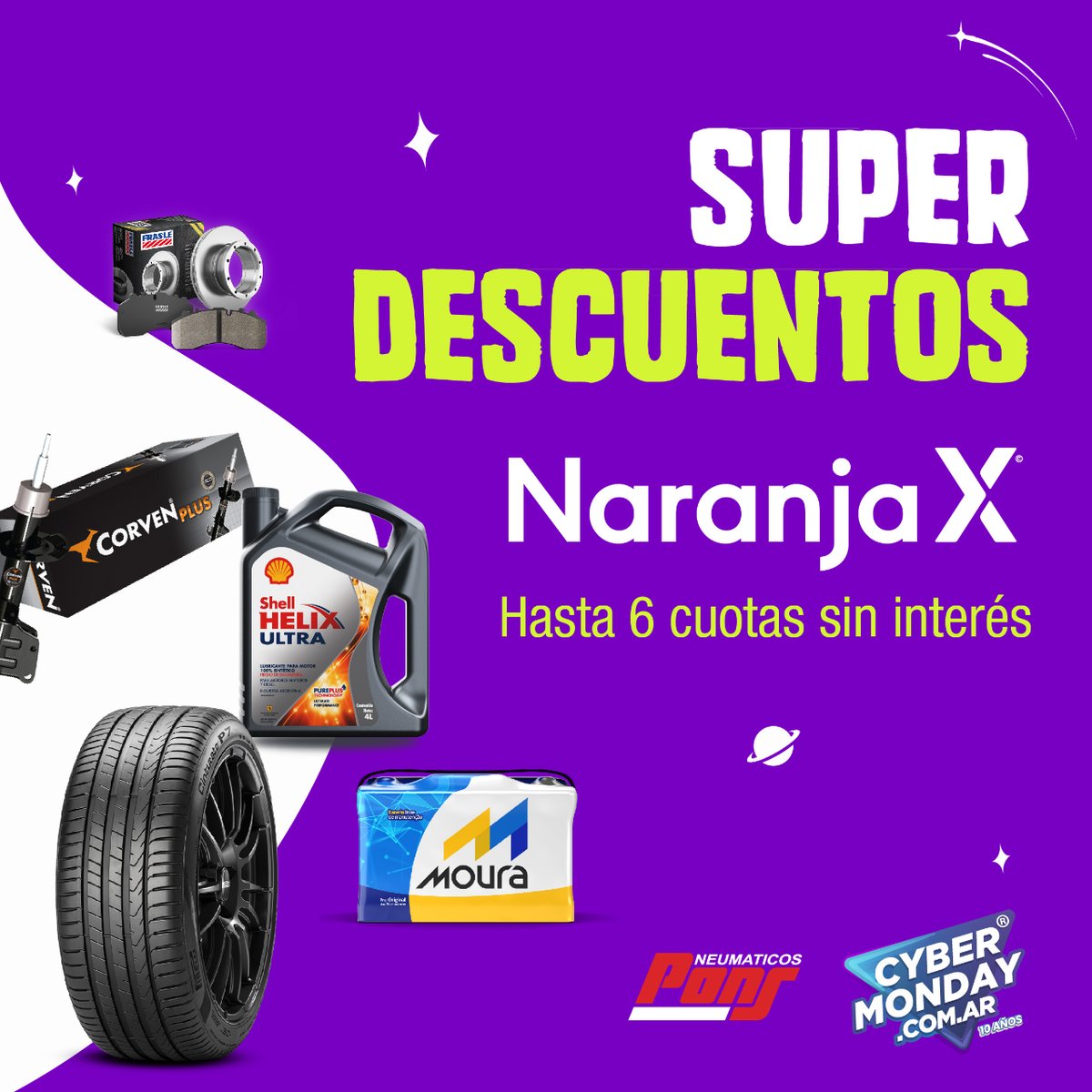 neupons's tweet photo. Este  #cybermonday te esperan super descuentos 🔥

 👉Hasta 6 cuotas sin interés  

#naranja  #neumaticos  #cambiodeneumaticos   #cybermondayarg https://t.co/6QIWv0u7hv