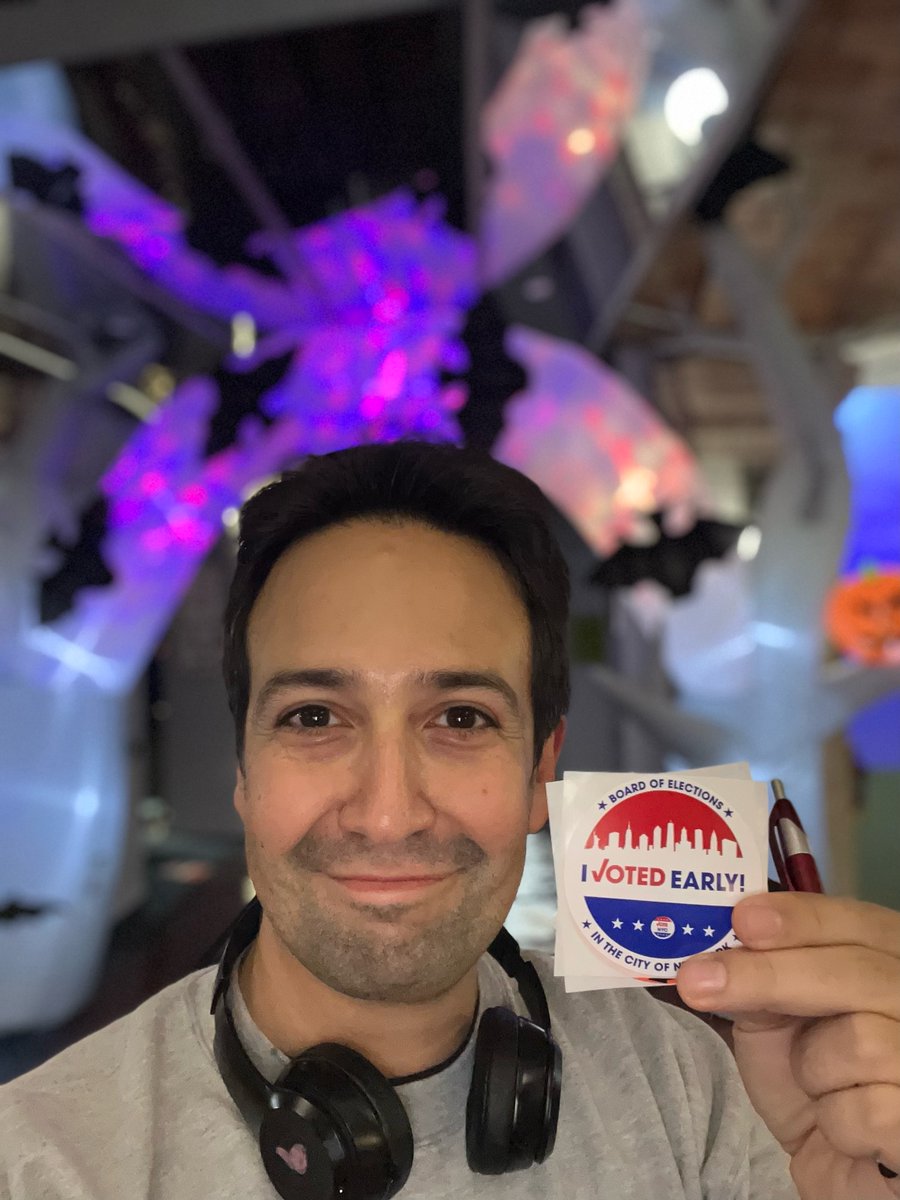 Voted early in Washington Heights on Halloween, with an appropriately spooky backdrop to match the news feed. Took 5 minutes, everyone was so nice, 11/10 would recommend. #VotingSquad #whenweallvote - LMM