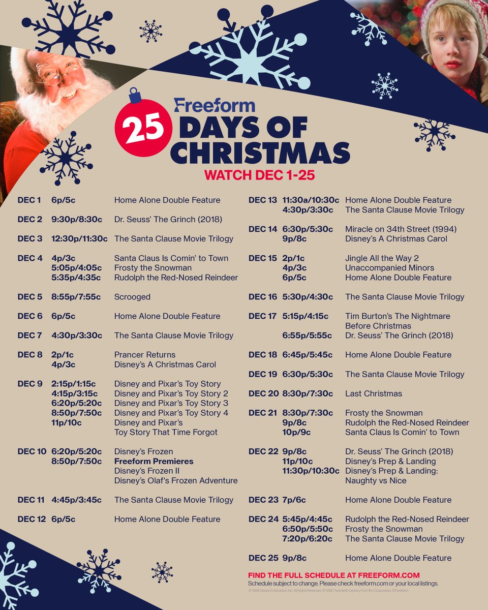 It's the most wonderful time of the year! Check out the #25DaysOfChristmas lineup. Full schedule at our link in bio.
