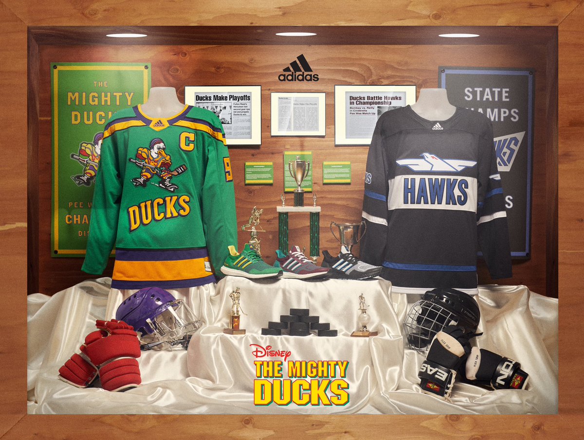 adidashockey's tweet photo. Quack! Quack! Quack!

Prepare to take sides 🔜 as we celebrate the 30th anniversary of The Mighty Ducks.

#adidasHockey x @Disney #TheMightyDucks https://t.co/BhDaY7lDIL