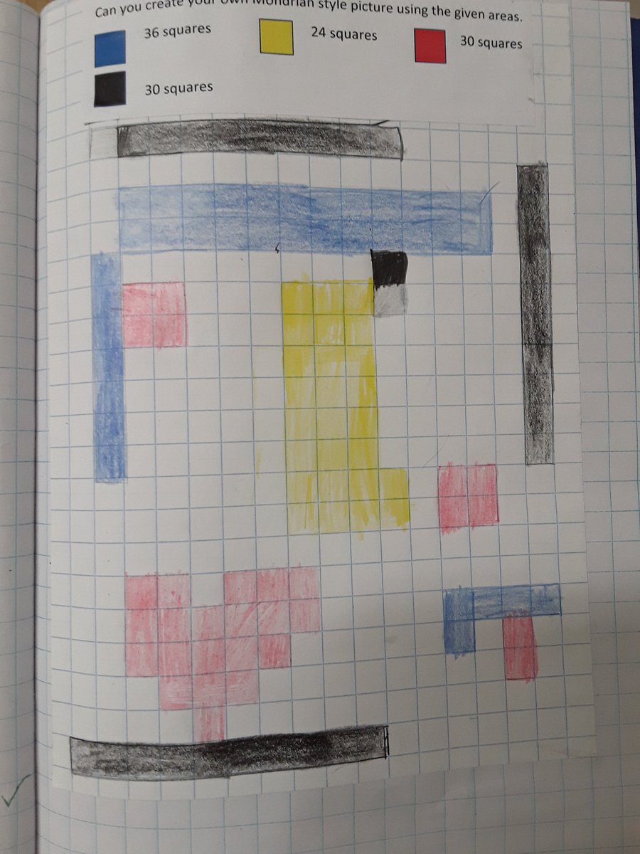 Great work in Maths this morning, using the style of the artist Mondrian to create pictures that meet given areas of colour.