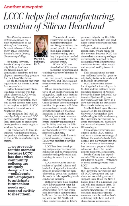CitizensForLCCC's tweet photo. Issue 10 will help secure LCCC's place in the new Silicon Heartland.

Read an Op-Ed by LCCC President Marcia J. Ballinger, Ph.D., in the Nov. 1 issue of the Morning Journal.

#VoteFor10 #VoteForLCCC https://t.co/up40CBRdR6