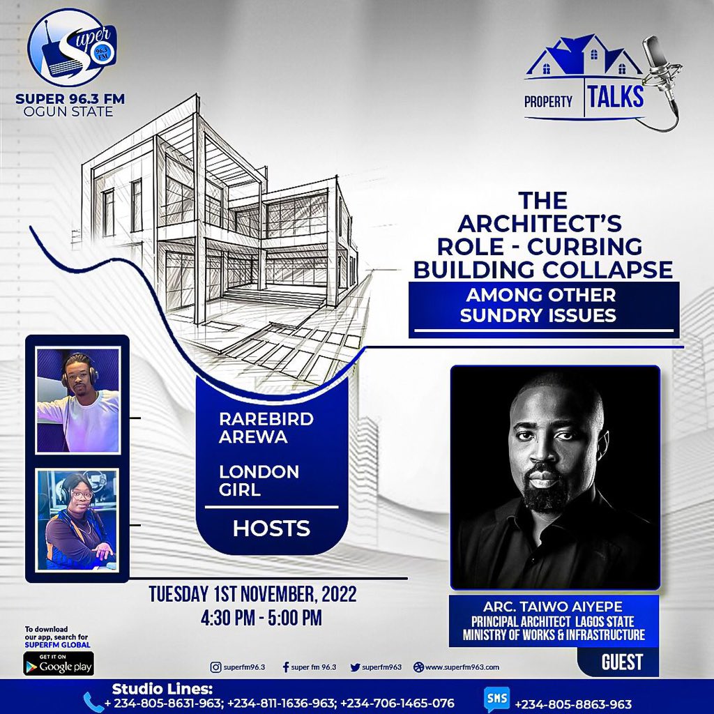 Superfm963's tweet photo. Join RAREBIRD and LONDON GIRL today on PROPERTY TALKS as they enlighten you on THE ARCHITECT'S ROLE. Tune to Super FM 96.3bto enjoy this and more...
#radio #superfm #property #achitect https://t.co/ybJJoKWRbY