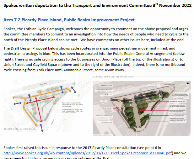 SpokesLothian's tweet photo. #PicardyPlace

🙄No🚲access from island/#CCWEL to #UnionPlace #UnionStreet #GayfieldSquare
shops/cafes/flats

#TransportCttee paper 3.11.22
-->https://t.co/zAuiJbYmZg

Spokes deputn
-->https://t.co/83urMNbgQg

🙄We've been highlighting this since 2017!!

#edinwebcast @CllrCMiller https://t.co/0EGUOBhzy3