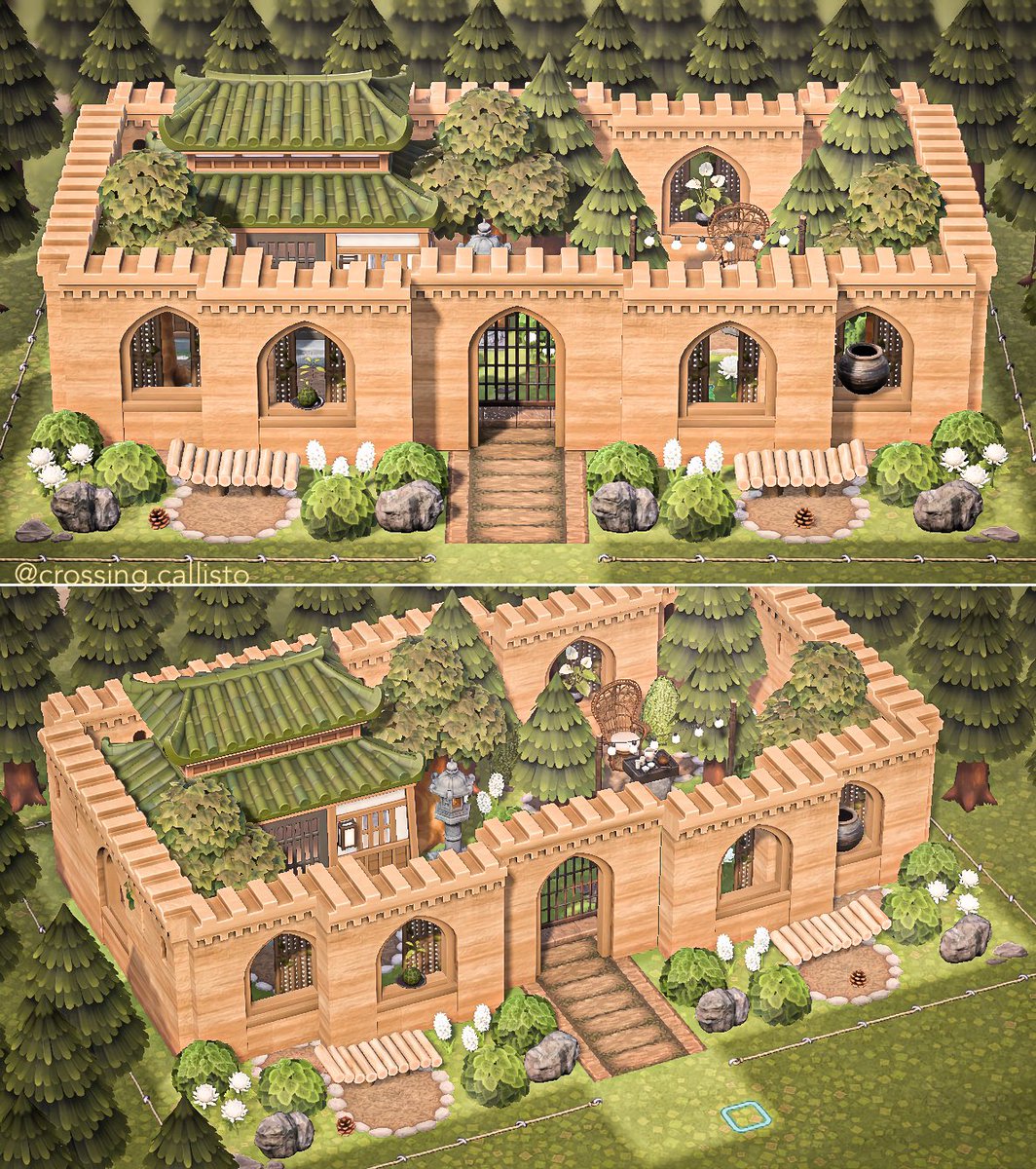 crossingani_'s tweet photo. A Japanese inspired castle 🤍🌱#acnh #ACNHDesigns  #どうぶつの森 https://t.co/jXBcYP9JGo