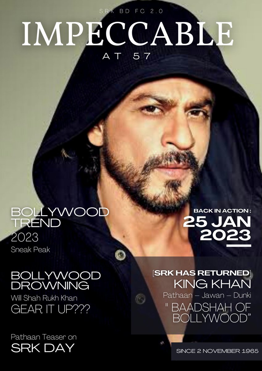 SRKBDFC1's tweet photo. He is impeccable, incredible, unstoppable, Implacable, irreplaceable. 
Actually, I'll run out of adjectives. He is beyond any adjective. Happy Birthday @iamsrk 

#HappyBirthdaySRK https://t.co/xxjJGKrwaN