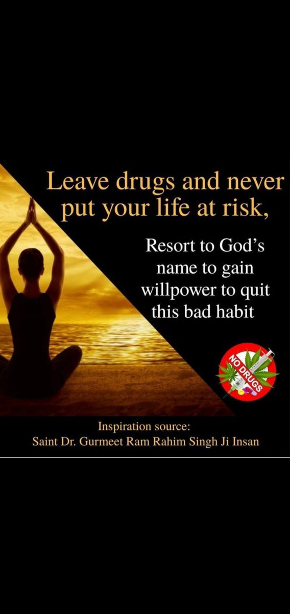 Nowadays, the market of drugs is growing tremendously that will be abominable for entire community. Therefore, we should do something in order to curb this grave problem.
#UniteToEndDrugs 

Saint Gurmeet Ram Rahim Ji