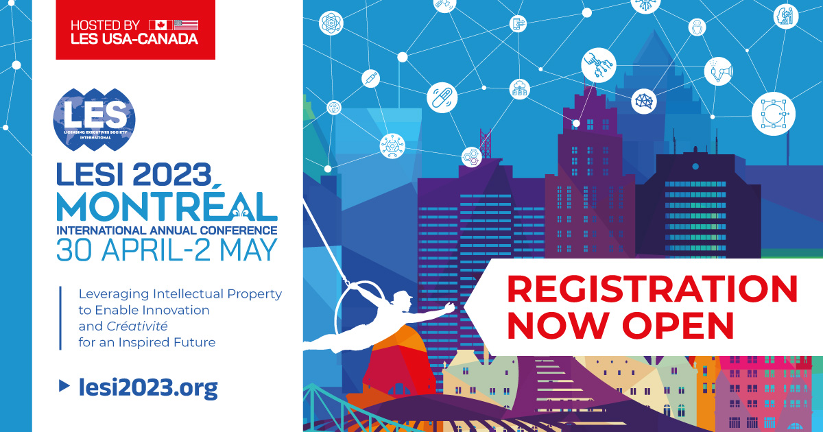 Registration is NOW OPEN for #LESI2023! Join us in #Montreal 30 April - 2 May 2023. #IP #licensing #patents #creativity #innovation #conference <a href="/LESUSACanada/">LES (U.S.A. and Canada)</a> Register now >> lesi2023.org