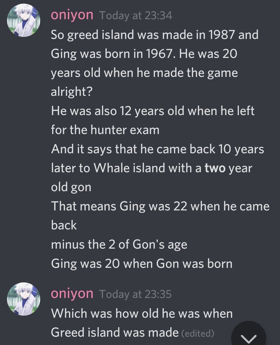 ColdCriti's tweet photo. Peak fiction I love this theory bro Togashi would totally do this and just never confirm it https://t.co/Dt4u6D11hd