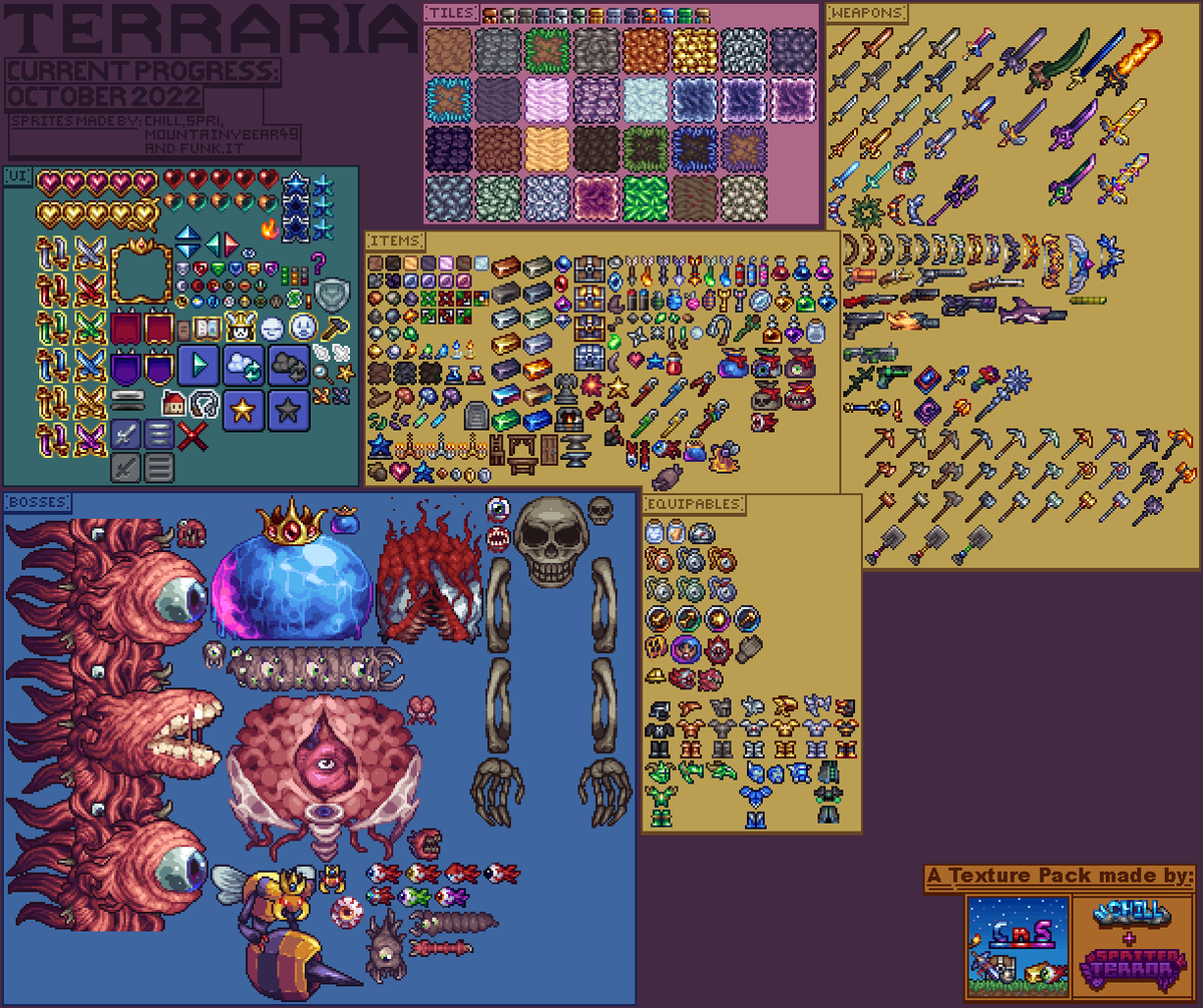 rTerraria's tweet photo. It's been a while since my last post, but now i'm back. Presenting my Texture Pack progress for Terraria. https://t.co/zP80oFV0L8 https://t.co/JyzxTqkVnb