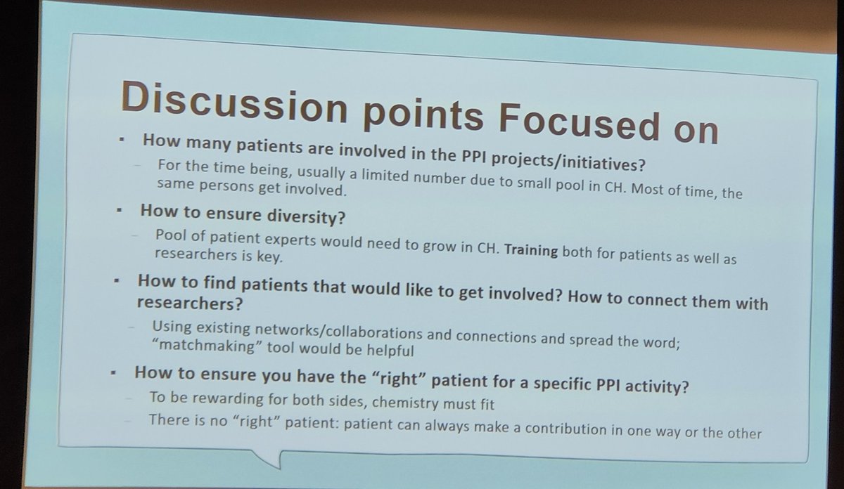 SuissePatiente's tweet photo. Back in plenary to hear about the 6 different breakout sessions #labpat #PPI @iufrs
Here are a few of the takeways of this afternoon.
There is no one "perfect way", but many possibilities, the main thing is to find "your way".
#patientpartnership #letpatientshelp! #codesign https://t.co/EoldHgIXUH