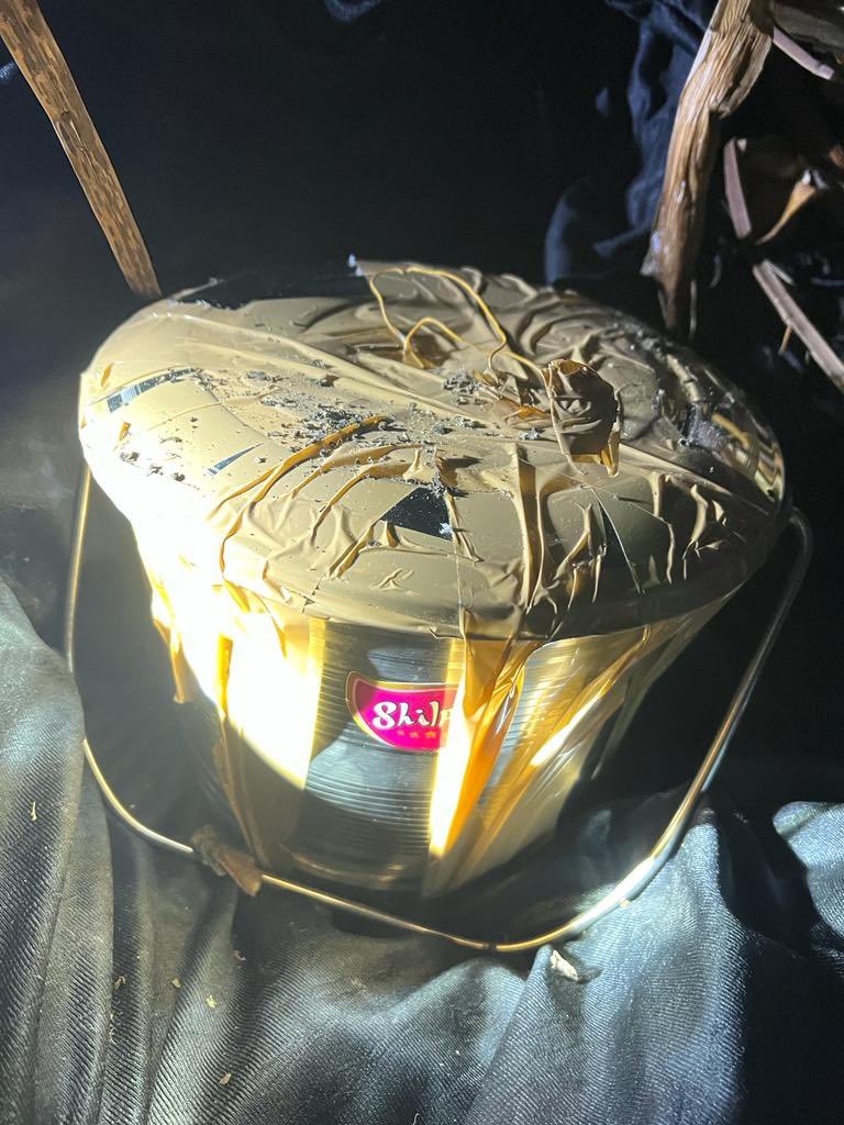 TheYouthPlus's tweet photo. Three hybrid #terrorists arrested, 10 kgs Bucket #IED & 2 hand #grenades recovered. IED is being destroyed in-Situ in the #Rangreth area by Bomb Disposal squad. Case registered under relevant sections of #UAPA, Arms act and #Explosives act: Srinagar Police https://t.co/z2dSSBxDWw