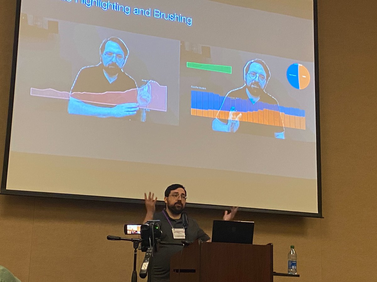 2021-22 <a href="/tableau/">Tableau</a> research intern and <a href="/umsi/">School of Information</a> PhD student Brian Hall (briandh.com) speaking about our work at #UIST2022…

ironically an in-person talk about remotely presenting data to remote audiences with interactive #visualization overlays. 

tabsoft.co/3TcAsyO