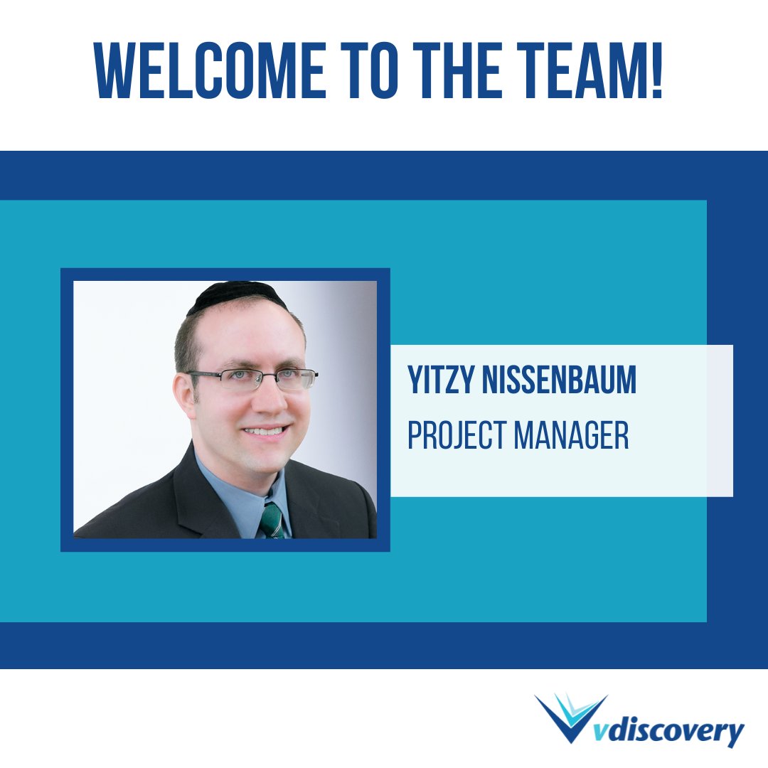 vdiscovery's tweet photo. We are so happy to welcome Yitzy back to the team! Yitzy is joining our team as a Project Manager, and we are very excited for all that is in store!
#welcomeback #ediscovery #litsupport #legaltech #legalinnovation https://t.co/WdooIFgYKX