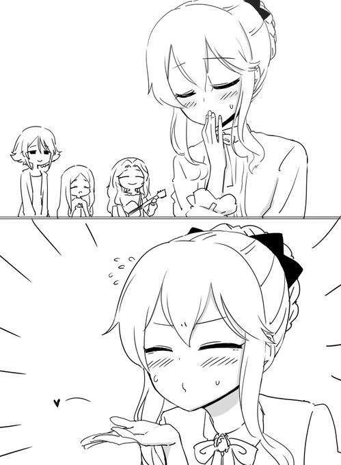 ファンボックスに『投げキッスの練習をするクラリスさん』リクエストが来たのでコズミックシンフォニーを描きました 