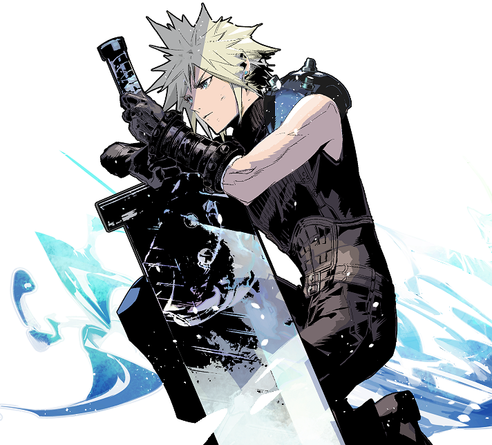 cloud strife 1boy weapon male focus blonde hair sword spiked hair solo  illustration images