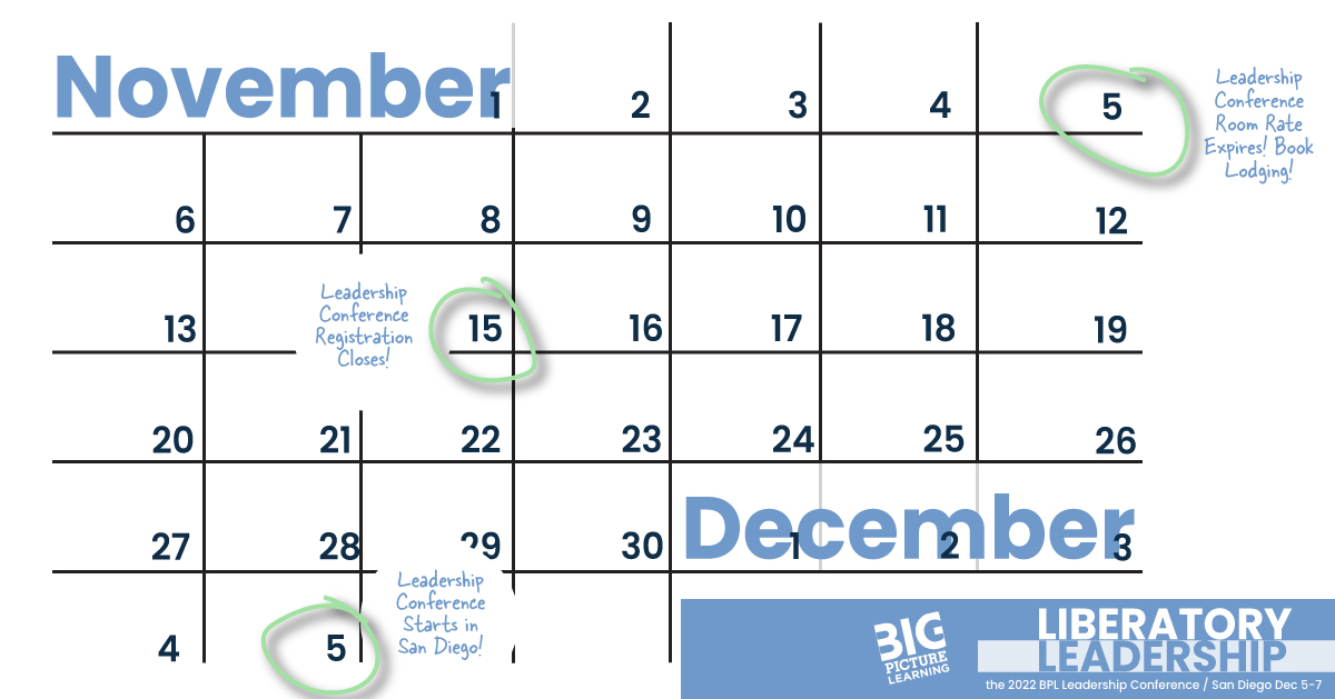 Happy November! Just a friendly reminder that there are important dates to consider if you're planning on attending the BPL Leadership Conference next month. Click on the image to expand, and make sure you head over to bplevents.org to register (before it's too late!)