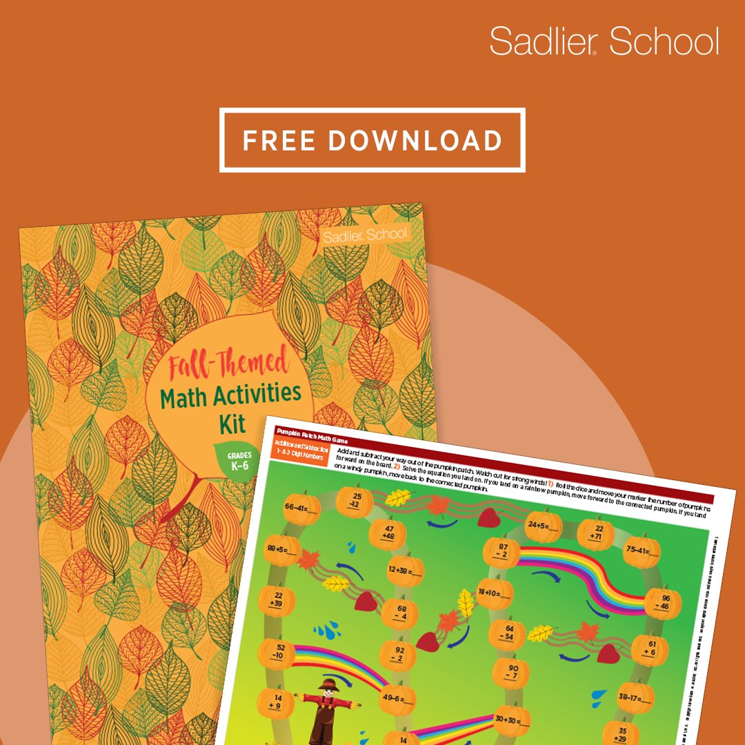 SadlierSchool's tweet photo. [FREEBIE] Fall-Themed Math Activities Kit https://t.co/JrOOKNq6SL 

#Edchat #MathChat #HomeSchool #Education #ElementaryTeacher #Math #MathTeacher #TeachChat #SadlierSchool #SadlierMath #ProfessionalDevelopment https://t.co/qUNlHzMgo4