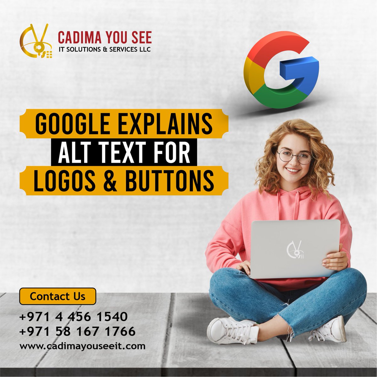 cadimayouseeit's tweet photo. Google Explains Alt Text for Logos &amp; Buttons!

For more information please Call/WhatsApp at +971 58 167 1766 | Send your enquiry to info@cadimayouseeit.com

#cadimayouseeit #googletags #googleanalytics #googlevideoads #googleads #googledisplayads #googlereviews #googleai https://t.co/KTD3J9cm4G