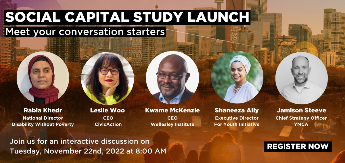 TorontoFdn's tweet photo. Meet your social capital conversation starters who will kick off an interactive all-attendee discussion about how well we’re connected.
 
Join us in person on Tuesday November 22 at 8 AM to launch our second-ever Social Capital Study. 

Register here: https://t.co/22HxKaiR17 https://t.co/E1U8LKdnwn