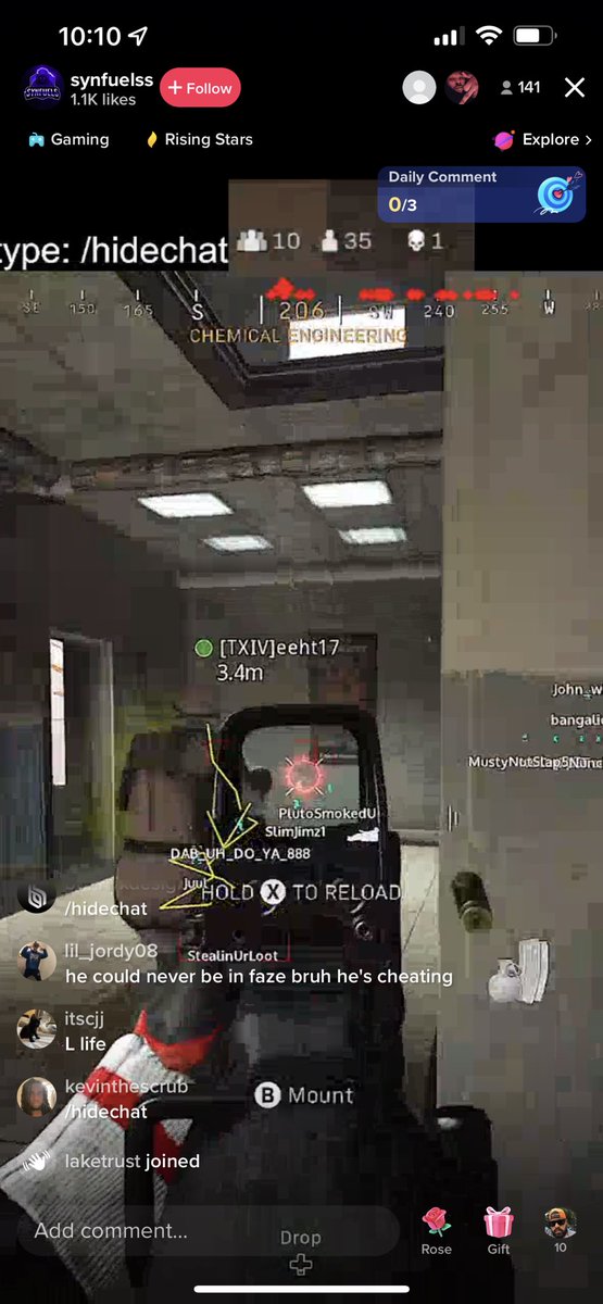 TheNikkiBears's tweet photo. I'm watching this kid, Synfuelss, on TikTok LIVE and the cheats are visible and obvious. I'm banned for no reason, but long live this dude running around WARZONE AND MW2 utilizing hacks😤👏🔥@Blizzard_Ent @Activision @CallofDuty @ATVI_AB @ATVIAssist https://t.co/Ammu07VBrt