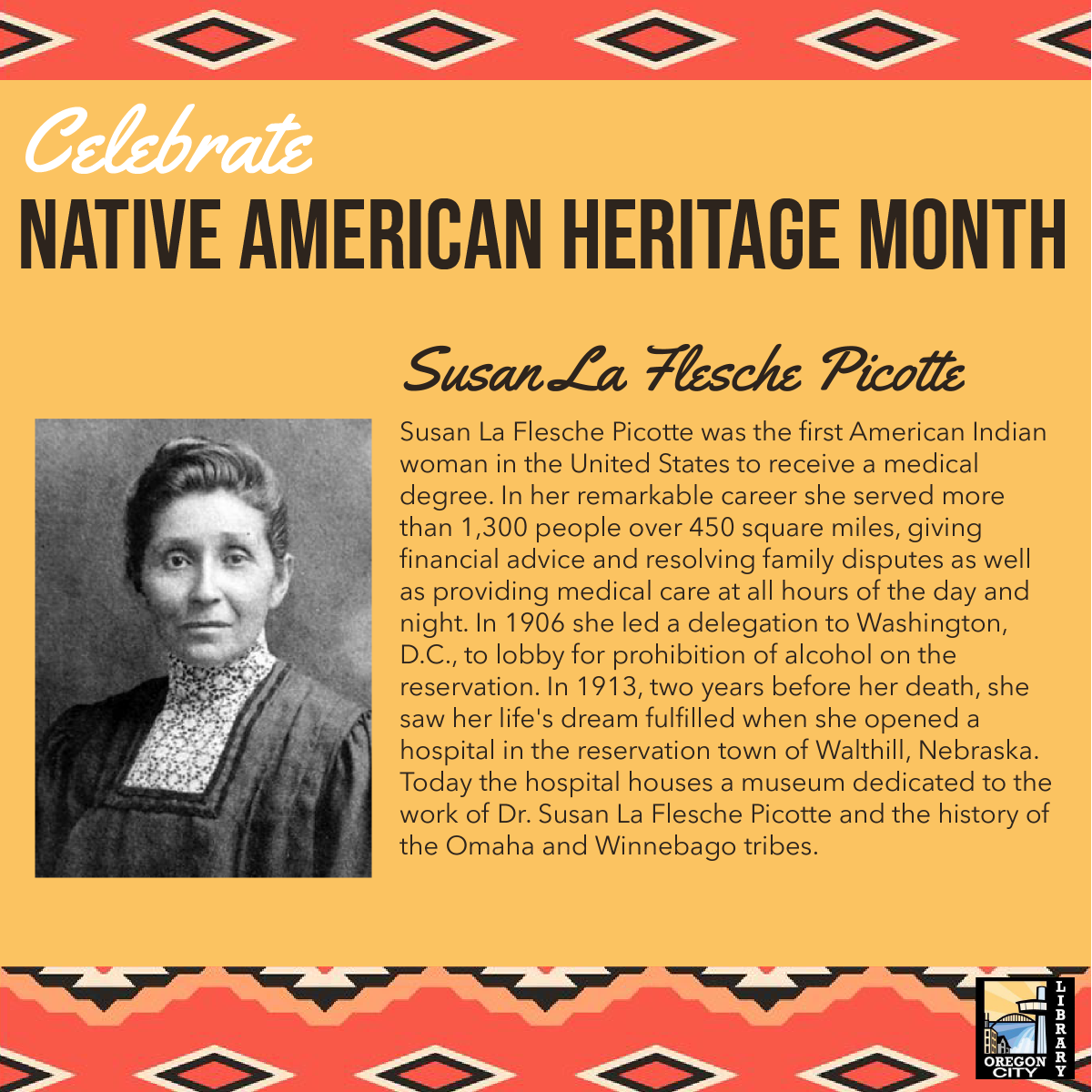ORCityLibrary's tweet image. November is Native American Heritage Month! After reading these profiles, browse our catalog for materials on Native subject matters or books written by Native authors at go.lincc.org/ocnativeamer.
#oregoncitylibrary #nativeamericanheritagemonth #nativeauthors