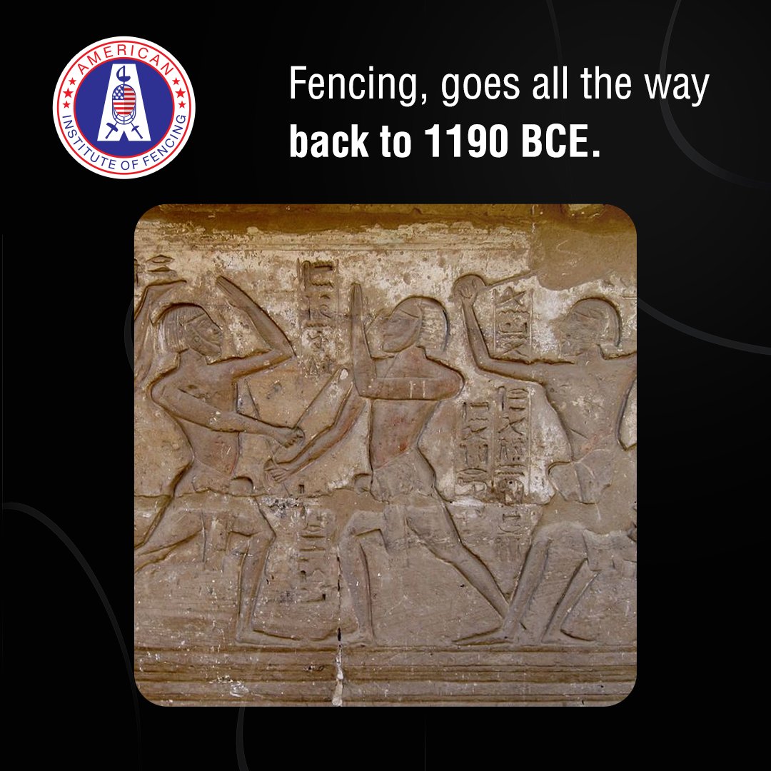 A painting of a fencing match can be found in at least one Egyptian temple. The picture was made around 1190 BCE.
Follow us for more fun facts about fencing!
