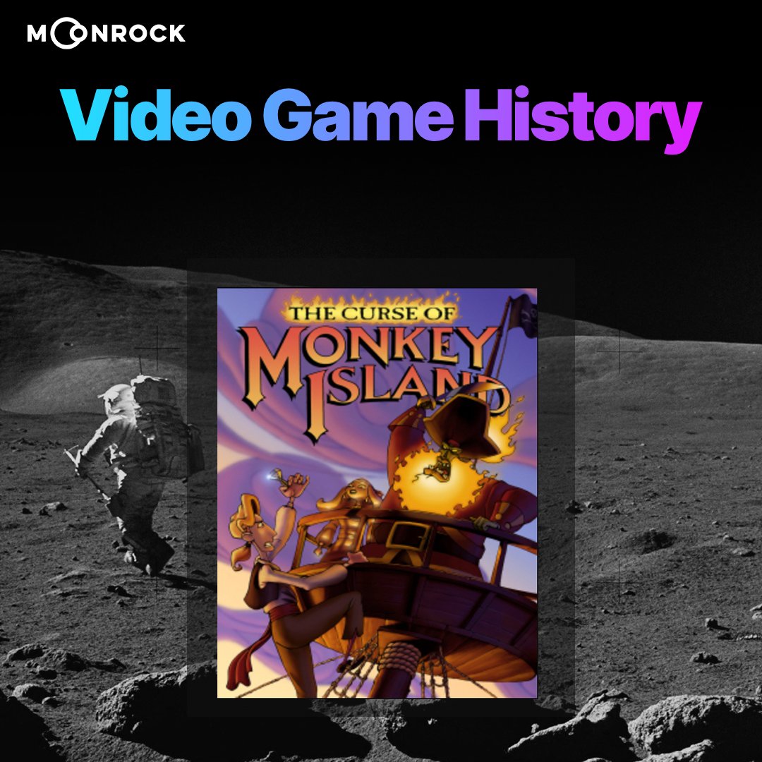 MoonrockAgency's tweet photo. On this day in Video Game History:

Curse of Monkey Island is released by LucasArts in 1997 for PC

While not everyone likes cell-shaded titles, this third title of the Monkey Island series stood out!  So much so, that it could be found still on the shelves 5 years after release! https://t.co/a7EdI2rCkP