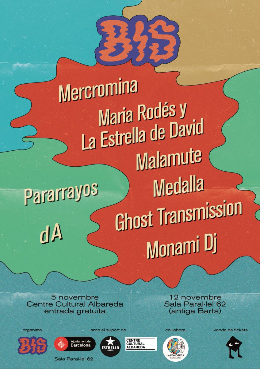 No falta nada para el @BIS_Festival, el sábado primera cita en el @ccalbareda con dA y @pararrayosbanda y el sábado 12 con: @GhostTrans @MedallaMusica #Mercromina @malamutepop @MariaRodes + @laflordelbaix y #djmonami ¡Os esperamos a todos, por la vida de festivales pequeños!