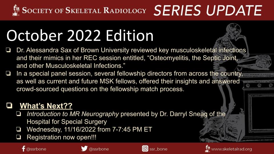 Society of Skeletal Radiology (@ssrbone) on Twitter photo 🗓 Let's recap an action-packed October and what's to come this month!
<a href="/the_saxinator/">Alessandra Sax</a> <a href="/morrisonMSK/"> William Morrison, MD</a> <a href="/ahlawat_shivani/">Shivani Ahlawat</a> <a href="/ArtemisPrime11/">ArtemisPrime</a> <a href="/cychang1414/">Connie Y Chang</a> <a href="/DavidGimarc/">David Gimarc, MD</a> <a href="/drewrossmd/">Drew Ross</a> @jeffbelair <a href="/MeNoreLakeMD/">MeNore Lake</a> <a href="/Radscmr/">Christine Rehwald 🟧</a> @CQuirkMSK @KurraChandana <a href="/VivekKaliaMD/">Vivek Kalia, MD MPH</a> <a href="/SoteriosGyft/">Soterios Gyftopoulos MD MBA MSc</a> #radres #MSKRad 🗓 Let's recap an action-packed October and what's to come this month!
<a href="/the_saxinator/">Alessandra Sax</a> <a href="/morrisonMSK/"> William Morrison, MD</a> <a href="/ahlawat_shivani/">Shivani Ahlawat</a> <a href="/ArtemisPrime11/">ArtemisPrime</a> <a href="/cychang1414/">Connie Y Chang</a> <a href="/DavidGimarc/">David Gimarc, MD</a> <a href="/drewrossmd/">Drew Ross</a> @jeffbelair <a href="/MeNoreLakeMD/">MeNore Lake</a> <a href="/Radscmr/">Christine Rehwald 🟧</a> @CQuirkMSK @KurraChandana <a href="/VivekKaliaMD/">Vivek Kalia, MD MPH</a> <a href="/SoteriosGyft/">Soterios Gyftopoulos MD MBA MSc</a> #radres #MSKRad