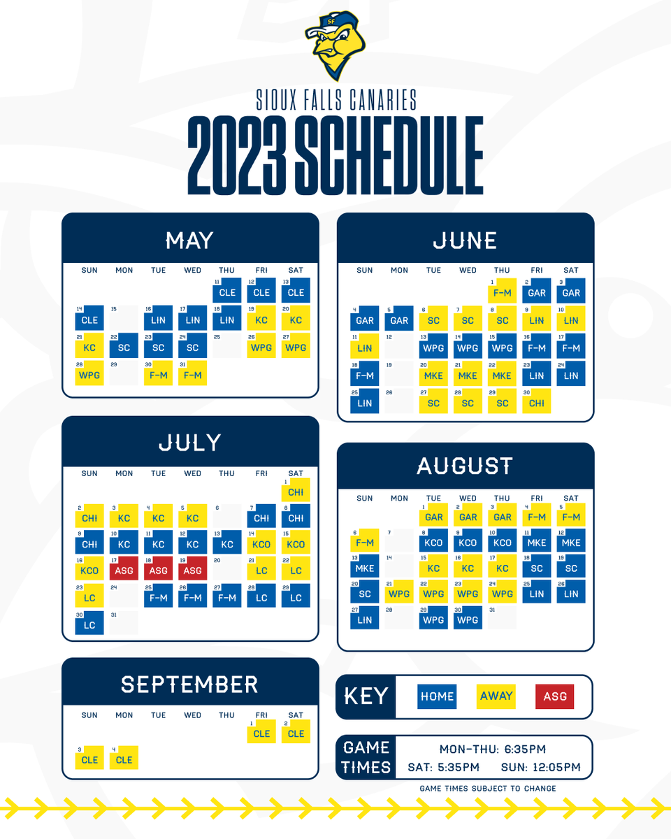 canaries's tweet photo. 🚨2023 SEASON SCHEDULE ALERT🚨

Get your tickets at:
https://t.co/CjGQ0oKK0P https://t.co/K9qZEE9cnE