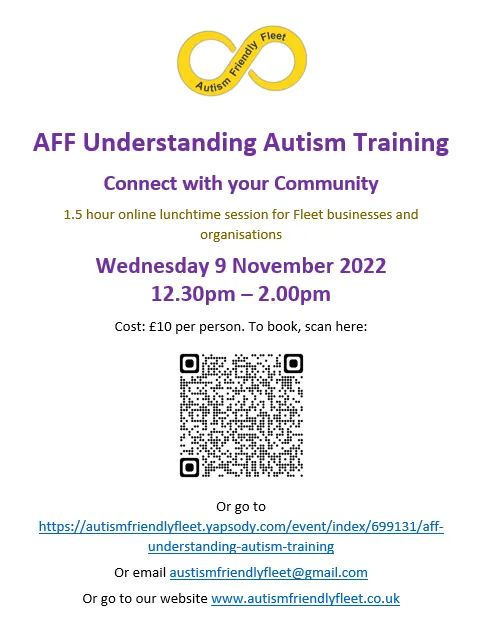 Our final training session this year on 9 Nov. Find out how you can connect with your autistic community.
To book, click here autismfriendlyfleet.yapsody.com/event/index/69…
<a href="/Fleet_BID/">Fleet BID</a> <a href="/FleetBusNetwork/">Fleet's the Business</a> <a href="/FleetBP/">FleetBP</a>