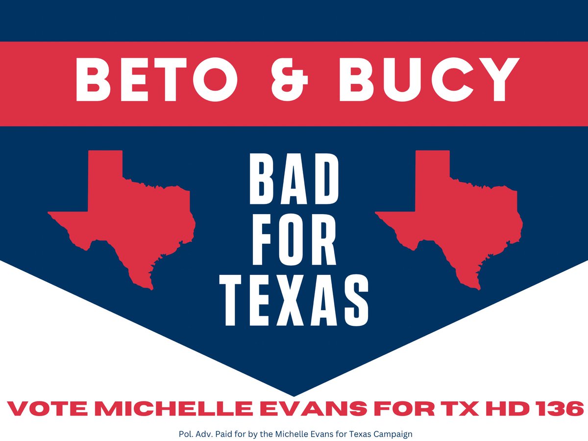 ThinkerMichelle's tweet photo. You have ONE WEEK left to stand up to protect our state and our county!
Send a message to radical progressives like Bucy, Beto and Biden - vote Michelle Evans for Texas House District 136! #txlege #hd136 https://t.co/X9aEzepmv6
