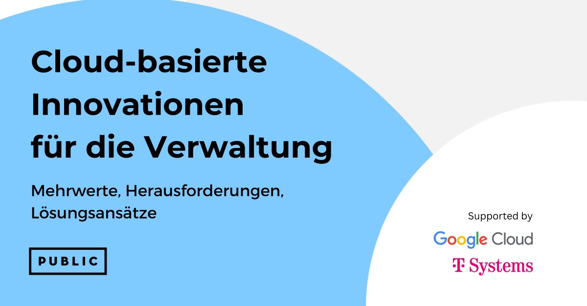 Heute beim #GovTechSummit:<a href="/ncfhoffmann/">Nils Hoffmann</a> &amp; #MoritzNowitzki von <a href="/tsystemsde/">T-Systems DE</a> teilen einen exklusiven Vorab-Blick in die Erkenntnisse unseres Reports "Cloudbasierte Innovationen für die Verwaltung: Mehrwerte, Herausforderungen, Lösungsansätze". Report in euer Postfach? Link im Thread!